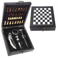 Ensemble d'ouvre-bouteille de vin de luxe pour usage domestique en gros, tire-bouchon en acier inoxydable, outils de bar en métal, boîte en bois, design d'échecs, vin élégant