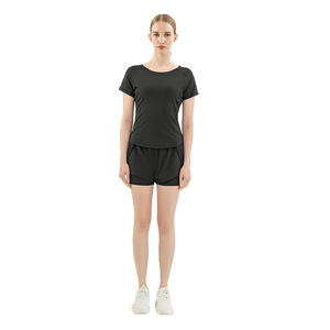 Wholesale Women's Mesh Back <b>Raglan</b> Sleeve Yoga <b>Top</b> Short Sleeve Slim Fit Quick Dry Workout Shirt Breathable Running Sports Tee - Product Image 5