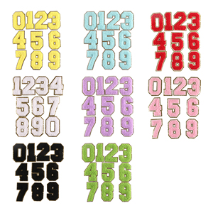 Phổ biến 0-9 8cm cao màu sắc khác nhau Chenille sắt trên thêu số các bản vá lỗi - Product Image 1