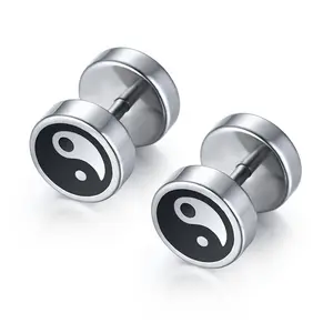 2023 Wholesale Charm Ying Yang Stainless Steel Earring Studs Jewelry