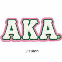 Groothandel 11 inch Griekse Sorority Chenille roze en groene patches strijkbare geborduurde applicaties voor kleding
