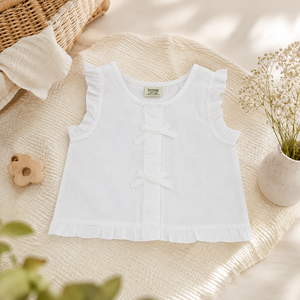 La comodidad diaria comienza con la camiseta sin mangas con lazo, de algodón suave y transpirable, con un ajuste flexible para los más pequeños activos. - Product Image 4