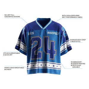 Jersey Sepak Bola Amerika Klasik Retro Pria dengan Kerah V dan Panel Jaring Ventilasi untuk Klub dan Latihan - Product Image 6