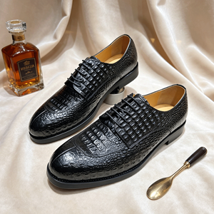Nouvelles <span class=keywords><strong>Chaussures</strong></span> Derby <span class=keywords><strong>Homme</strong></span> 2026 à Semelle Épaisse en Cuir Gaufré Croco, Respirantes et Confortables, à Lacets, pour Tenues Formelles - Product Image 2