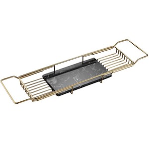 Support de baignoire télescopique en acier inoxydable doré standard, support de téléphone, support de rangement, ensemble de quincaillerie de salle de bain pour douche et bain - Product Image 1