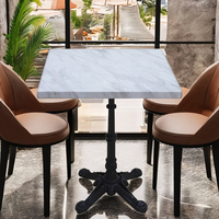 Table à Manger Carrée à Usage Commercial pour Restaurant et Café, Plateau en Marbre Italien, Piétement en Métal