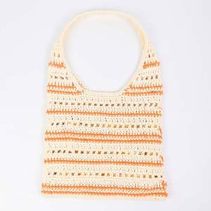 Custom Handmade Large Capacity Striped Cotton Knitted Women's Shoulder Tote Crochet Bag Niche <b>Woolen</b> Woven Fashionable Accessory - Product Image 6