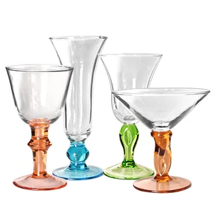 Verres <span class=keywords><strong>à</strong></span> vin géants <span class=keywords><strong>à</strong></span> base lourde, ensemble de gobelets <span class=keywords><strong>à</strong></span> pied torsadé colorés, verres <span class=keywords><strong>à</strong></span> cocktail <span class=keywords><strong>martini</strong></span> en cristal vintage pour bar, fête, décoration intérieure - Product Image 1