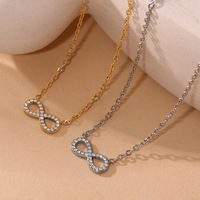 Collier personnalisé en acier inoxydable SA, délicat, superposé, motif infini, vente en gros de bijoux en Chine, étanche, inaltérable, échantillon commercial prêt à l'emploi