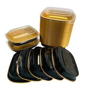 Bon prix, barquette en <span class=keywords><strong>aluminium</strong></span> noir doré de 600 ml, barquette pour la restauration rapide, compatible four, <span class=keywords><strong>jetable</strong></span>, de qualité alimentaire, avec couvercle transparent en PET - Product Image 4