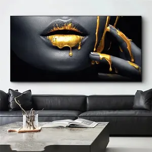 Painting Woman Living Room HD Print Canvas Painting Woman Golden Liquid Large Mural Painting Large Home Wall Decoration Painting