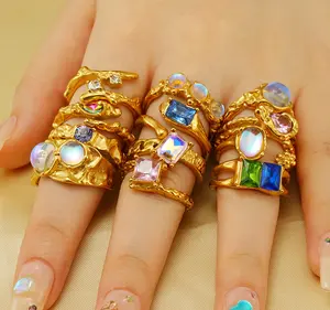 Großhandel Mode Gold Dubai Plated Schmuck Diamantring Schmuck 18 Karat vergoldet Ring vergoldet Schmuck