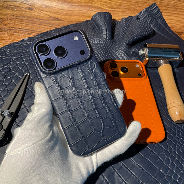 Custom Logo Genuine for Leather Luxury Shockproof Protective Phone Case for 15/16/17 Pro Max