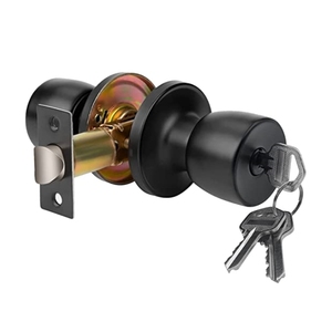 Ensemble de serrures en métal finition nickel satiné pour salle de bain, plaque de verrouillage amovible et bouton de porte <span class=keywords><strong>rond</strong></span> - Product Image 1