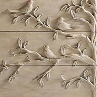 Commode bohème à 3 tiroirs en bois massif écologique, buffet rustique fait main avec motifs floraux en relief, meuble de rangement d'appoint antique pour hôtel