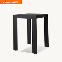 Ensemble de bar en aluminium pour extérieur, résistant aux intempéries, 1 table et 2 tabourets, ensemble moderne noir de table haute et de tabourets pour balcon, bord de piscine, cour
