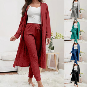 Pajamas Stretch Sunken Stripe Suspender Trousers Outerwear Gown <strong>Pyjamas</strong> Casual Contrast Color Warm Can Be Worn Outside - Product Image 2