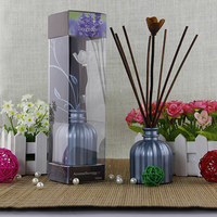 Diffuseur de parfum d'ambiance en verre bleu en forme de citrouille avec bâtonnets pour désodorisant d'intérieur