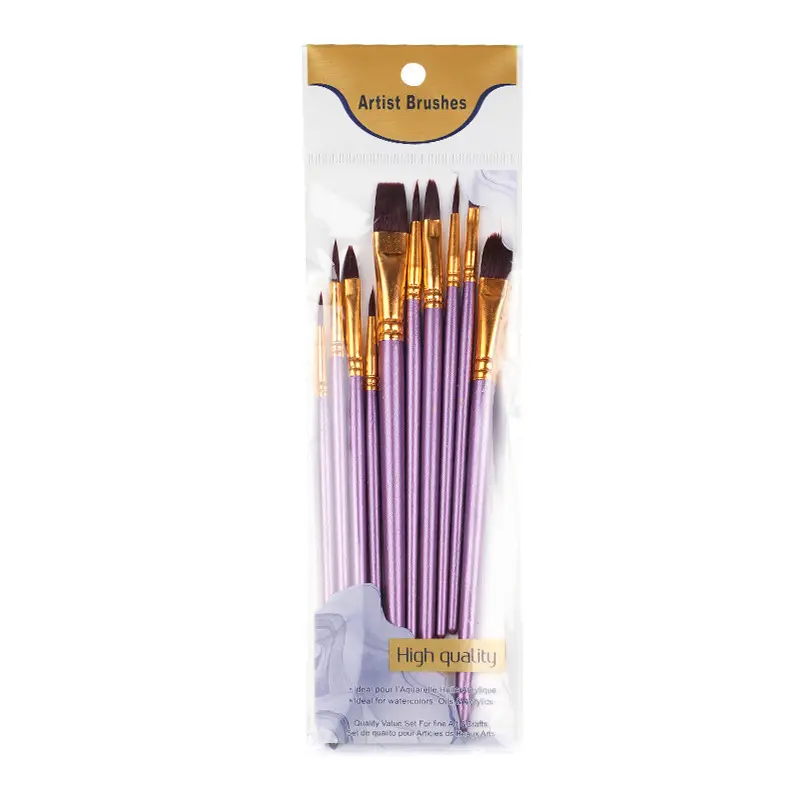 10pcs/set Fine Tip Details Artist Paint Brush Set Oil Watercolour Painting Acrylic Craft Art Paintbrush Pen Brushes