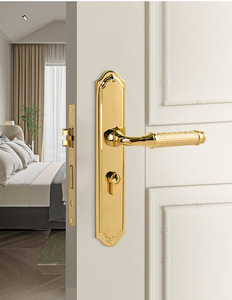 มือจับล็อคประตูไม้ด้านหลังเป็นไม้วิลล่าสีทองหรูหราสไตล์อเมริกาเหนือ - Product Image 4