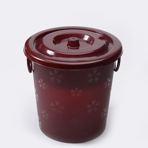 ถังขยะชาพร้อมฝาปิดทรงกระบอกพลาสติกสีแดงอุปกรณ์พิธีชงชาในร่ม - Product Image 1