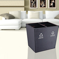 Chambre d'hôtel double couche 2 compartiments en cuir poubelle de recyclage poubelle poubelle