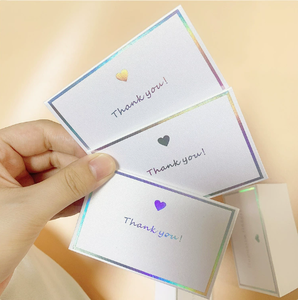 Holographic Thank You <strong>Cards</strong> With Matching Gift Box Iridescent Border Thank You <strong>Note</strong> <strong>Cards</strong> For E-commerce Packaging Custom - Product Image 1