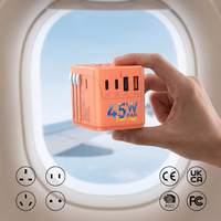 Chargeur de téléphone universel multifonctionnel 65W avec ports USB et Type-C à charge rapide, adaptateur de voyage Gan pour ordinateur portable (UK, AU, EU)
