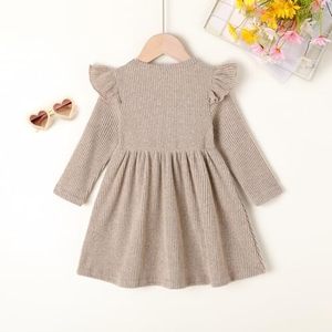 Abito in maglia girocollo a manica lunga in tinta unita per bambine e bambine Casual autunno inverno - Product Image 2