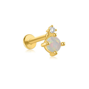 925 sterling Silver Opal Bông tai cho phụ nữ phẳng trở lại vít <span class=keywords><strong>Helix</strong></span> sụn <span class=keywords><strong>piercing</strong></span> vàng mạ Stud trang sức cho món quà cưới - Product Image 5
