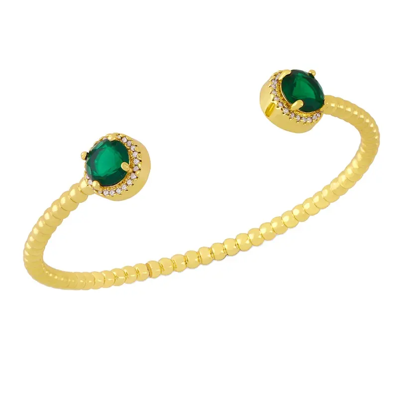 Trendy high quality color zircon bracelet gold plated copper charm bracelet accessories women