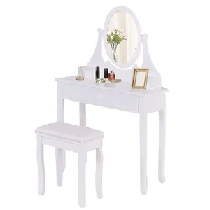 Cheap Wooden Vanity Mirrored Modern Dressing Table With Mirror And Stool zehui