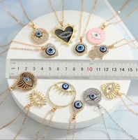 Breloque en vrac plaqué or argent, coeur Hasma Fatima mains pendentif femme cristal bleu turc mauvais œil collier bijoux