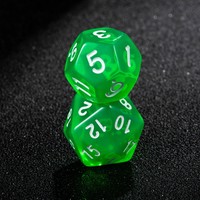 Ensemble de dés polyédriques RPG en acrylique transparent vert émeraude, 7 pièces, avec des chiffres blancs, pour Dungeons & Dragons et jeux de table