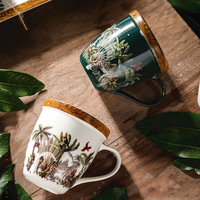 Vente en gros LovingHome, ensembles de vaisselle en porcelaine fine de luxe, motif feuilles vertes, compatible lave-vaisselle/micro-ondes/four