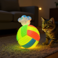 Grand ballon de volley interactif en plastique pour animaux de compagnie avec lumières, motif géométrique, jouet manuel anti-ennui pour chiens