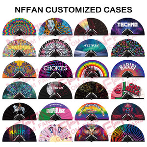 Éventail pliant personnalisé grand format, réactif aux UV, en bambou, pour festivals et raves - Product Image 6