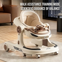 Marche-bébé pliable avec roues et siège, design anti-jambes arquées, hauteur réglable, marche-bébé musical avec plateau, roues silencieuses