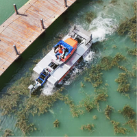 Récolteuse amphibie multifonctionnelle automatique à moteur, largeur de travail de 2,1 m pour le nettoyage des eaux peu profondes, respectueuse de l'environnement