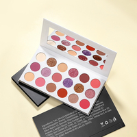 Palette de fards à paupières personnalisée avec logo de marque privée, 18 couleurs, fini mat, brillant et pailleté