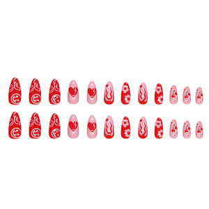 24 pièces fabricant prix de gros presse sur les ongles Logo personnalisé rouge amande amour saint valentin <span class=keywords><strong>faux</strong></span> ongles Smiley <span class=keywords><strong>flamme</strong></span> <span class=keywords><strong>faux</strong></span> ongles - Product Image 5