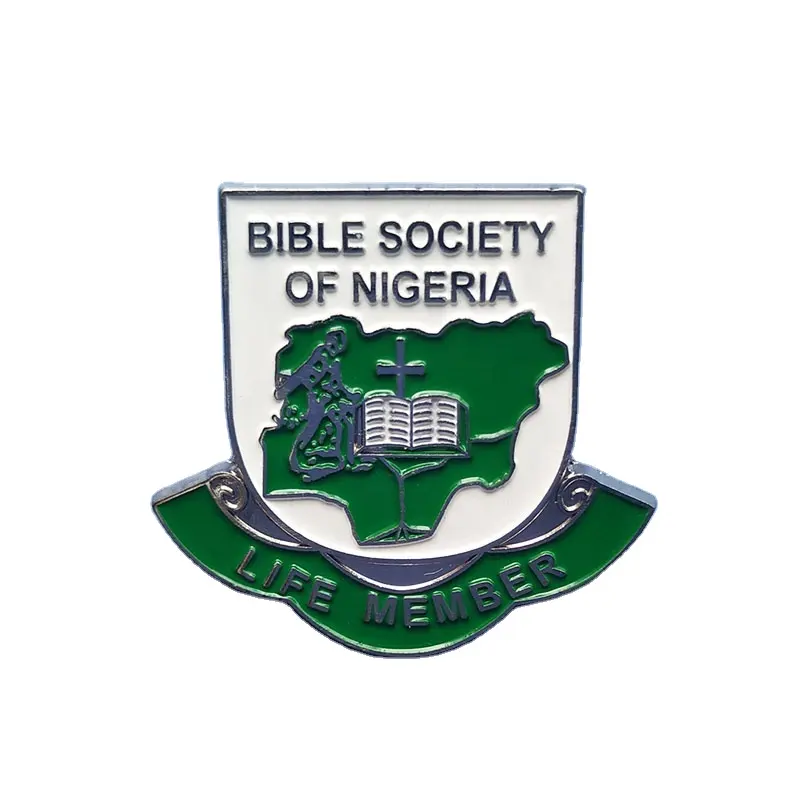 Customized Bible Society of Nigeria Lapel Pin with Magnetic Shield Shape Metal Badge