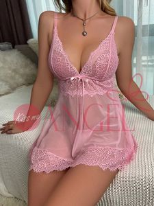 KISS ME ANGEL nuit chaude nouvelle mode nuisette rouge jarretelle transparente dentelle tentation vêtements de nuit sexy filles sexy lingerie - Product Image 4