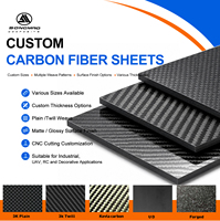 Lembaran Plat Serat Karbon Twill 3K Kustom, Panel Ringan Berkekuatan Tinggi untuk Komponen Struktural Rangka Drone UAV