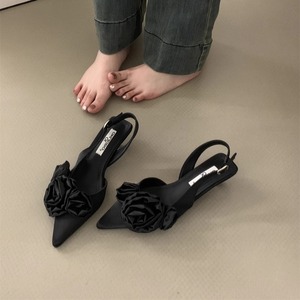 Factory Wholesale New Spring and Summer Pointed Head Outside Wearing Sandals French Flower Bun Single Shoes - Product Image 4