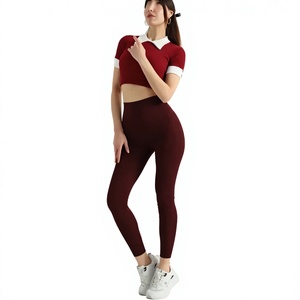 Leggings de yoga pour femmes, taille haute, longueur intégrale, couleur unie, en Spandex et Polyester, respirants, avec taille élastique, imprimés, imperméables et coupe-vent - Product Image 1