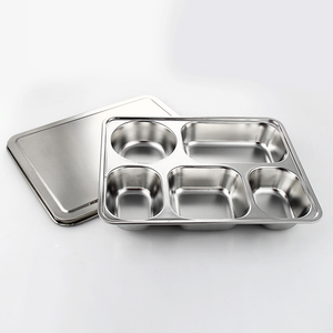 Best-seller boîte à lunch bento personnalisé en acier inoxydable rectangulaire à cinq compartiments pour cantine scolaire avec couvercle en métal - Product Image 3