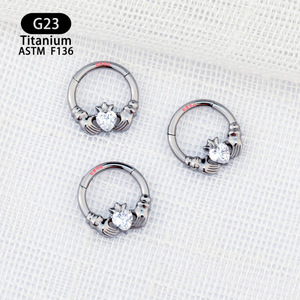 Boucles d'oreilles clous en titane G23 avec zircon en forme de cœur, bijoux de piercing pour le nez, 8 mm 1,2 mm ASTM F136 - Product Image 3