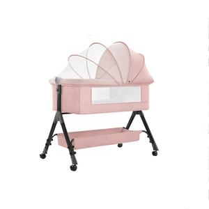 <span class=keywords><strong>Lit</strong></span> bébé en métal personnalisé en usine, berceau bébé, hauteur réglable avec moustiquaire, panier de rangement, roues pour chambre à coucher, hôpital - Product Image 3
