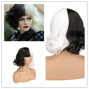 <span class=keywords><strong>CRUELLA</strong></span> De Vil Cosplay peluca corta rizada medio negro medio blanco Sra. Spot Hair Deville Dalmations pelucas de Cosplay resistentes al calor - Product Image 6